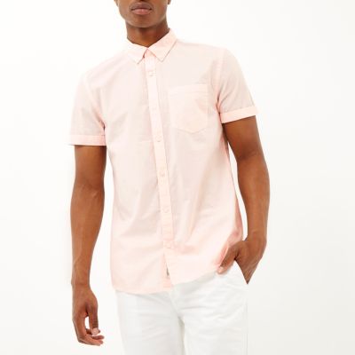 Pink poplin short sleeve shirt